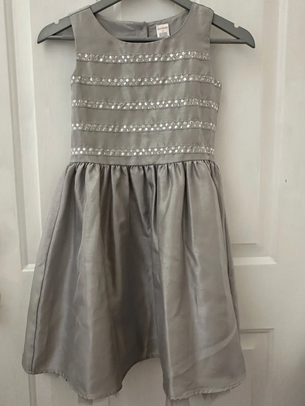 NWT Gymboree Silver Sleeveless Satin Party Dress with Silver Dots Bodice Size 10